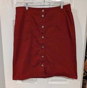 Liz Claiborne Burnt Red Button-Front Pencil Skirt in Size 14